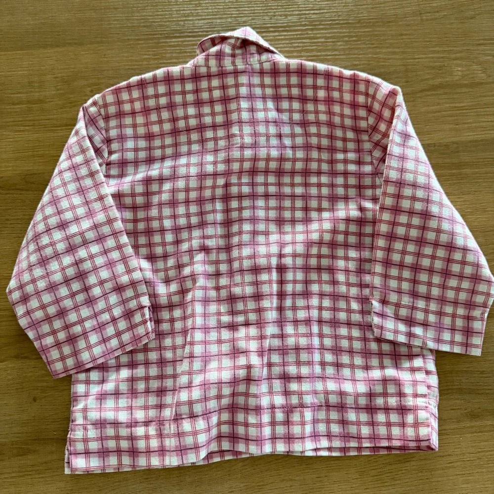 Baby Gap Vintage 2001 Pink Plaid Pajama Top Flower Buttons 18-24 Months XL